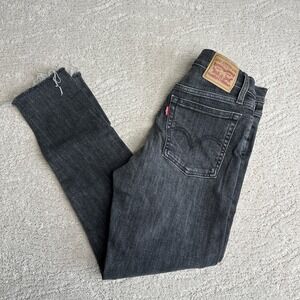 Women's Levi's 27 Wedgie Skinny Black High Rise‎ Jeans Raw Hem